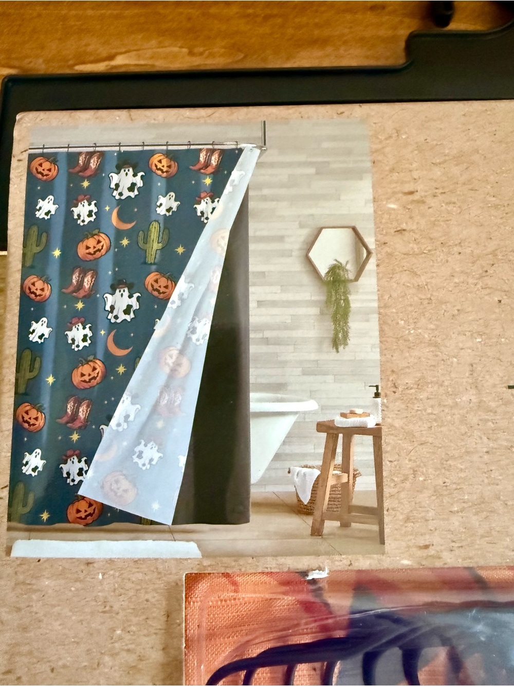 Wrangler Halloween Blue & Black Shower Curtain Set - Picture 2 of 3